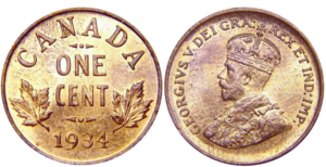 1934 canadian penny value