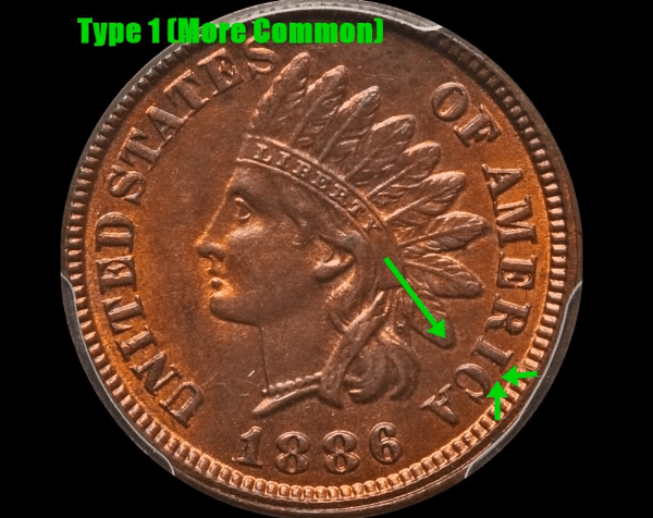 1886 Indian Head Penny Type 1