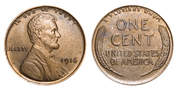 1916 wheat penny no mint mark