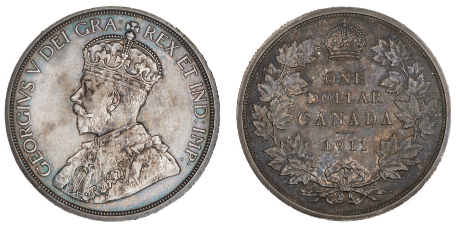 1911 Canadian Silver Dollar Coins