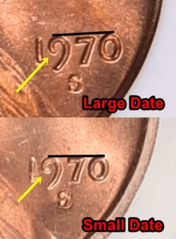 1970 S Large Date Penny vs 1970 S Small Date