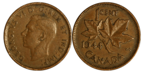 how much is a 1944 kg canadian penny worth