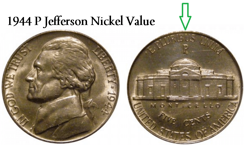 1944 p jefferson nickel value - no mint mark