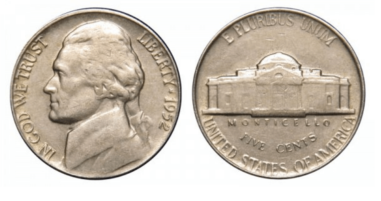 1952 Nickel No Min Mark Value