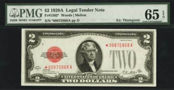 1928 2 dollar bill value