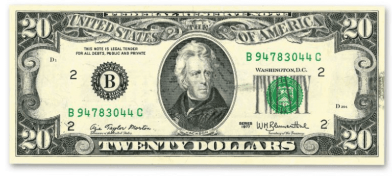 1977 20 dollar bill value