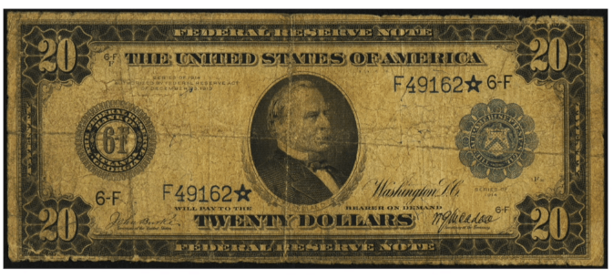 1914 20 dollar bill worth