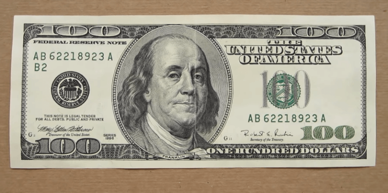 1996 Series 100 Dollar Bill value