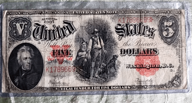 1907 5 dollar bill value