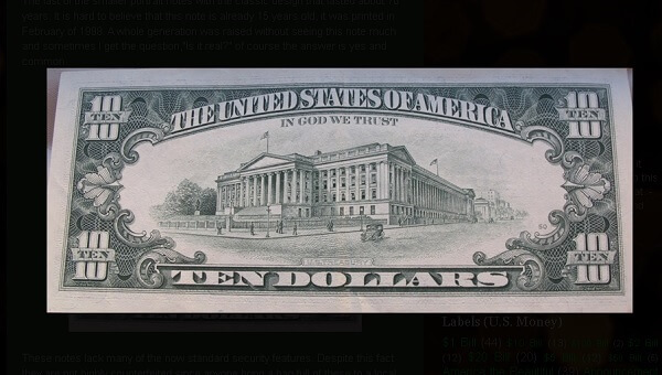 1995 10 dollar bill value