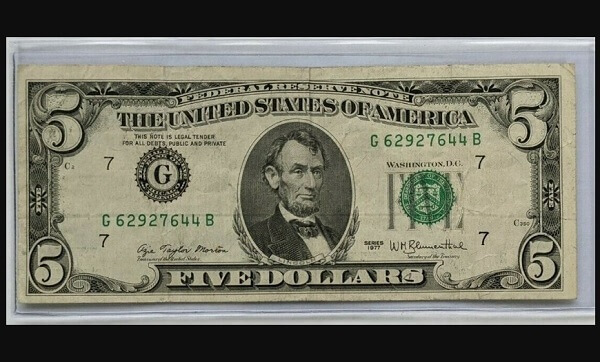1977 5 dollar bill value