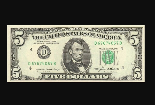 1985 5 dollar bill value