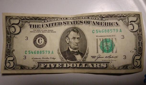 1985 5 dollar bill value