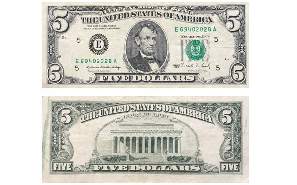 1988 5 dollar bill value