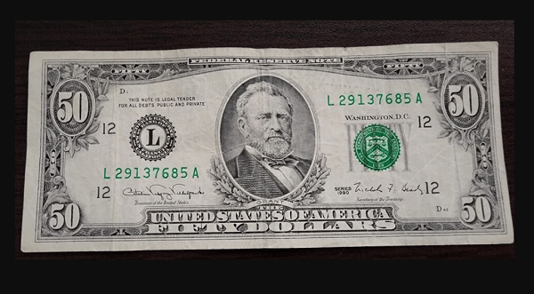 1990 50 dollar bill value