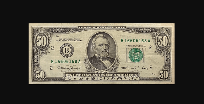 1990 50 dollar bill value