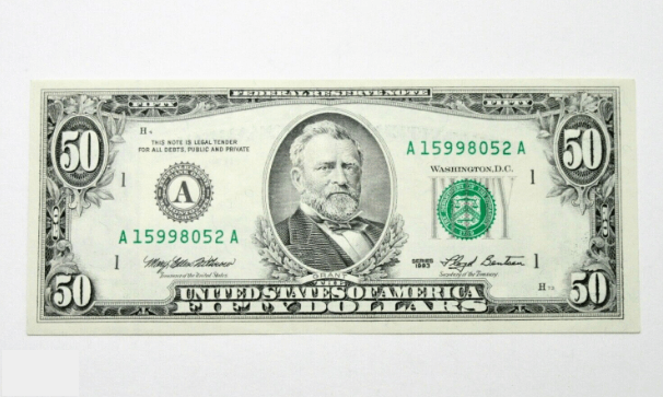 1993 50 dollar bill value