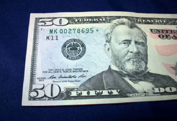 2013 50 dollar bill value